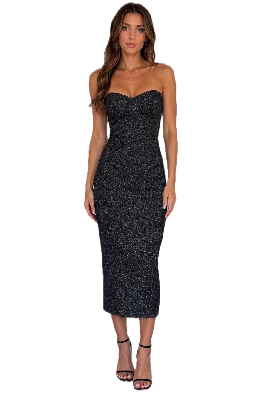 Abercrombie NWT Metallic Strapless Bodycon Midi Dress XS Petite Cocktail Shimmer